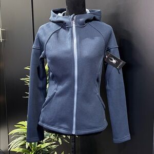 Spyder Frontier Zip up,fleece lined,zip hip pockets,hood,textured fabric, logo